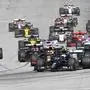 Mercedes driver Valtteri Bottas of Finland leads after the start during the Austrian Formula One Grand Prix at the Red Bull Ring racetrack in Spielberg, Austria, Sunday, July 5, 2020. (Joe Klamar/Pool via AP)