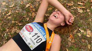 Überglücklich nach ihrem Lauf: Cordula Lassacher (Atus Knittelfeld) sicherte sich in Salzburg Gold und Bronze