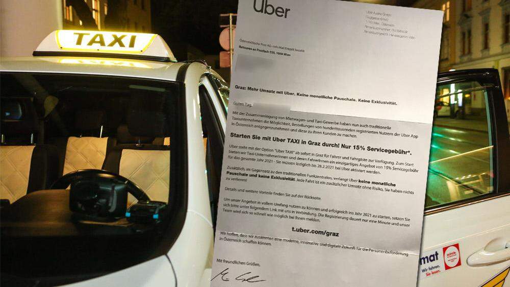 Dieses Schreiben erging an Grazer Taxiunternehmen: Bis Ende Februar kann man sich als Uber-Fahrer registrieren - und neben den &quot;klassischen&quot; Taxifahrten für das US-Unternehmen unterwegs sein
