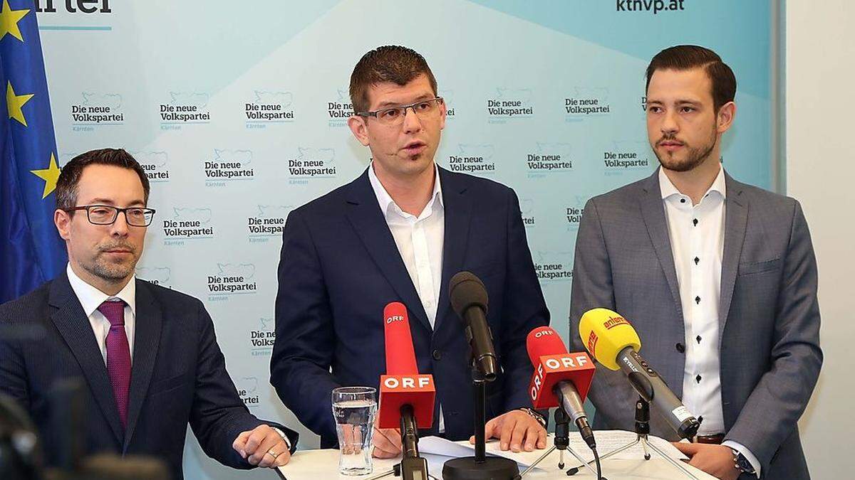 Die Kärntner ÖVP-Spitze mit Markus Malle, Martin Gruber, Sebastian Schuschnig (Foto wurde vor der Pandemie aufgenommen)