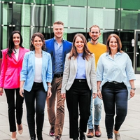 Das Team des Gründerservice (v.l.): Julia Zwipp, Carmen Meinhardt, Martin Ulbing, Lucija Wakounig, Florian Kornek-Goritschnig, Michaela Breschniak-Halvax