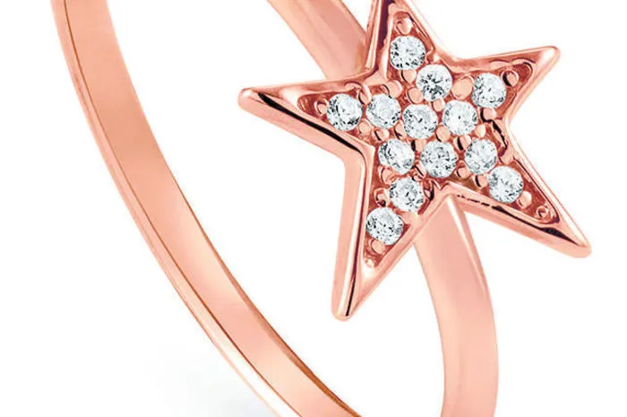 Die „Stella-Kollektion“ von Nomination Italy lädt dazu ein, einen Wunsch an die Sterne zu schicken. Eine Sternengalaxie aus weißem Cubic Zirkonia Pavé schmückt Halsketten, Armbänder, Ohrringe und Ringe(im Bild: Ring um 29 Euro).