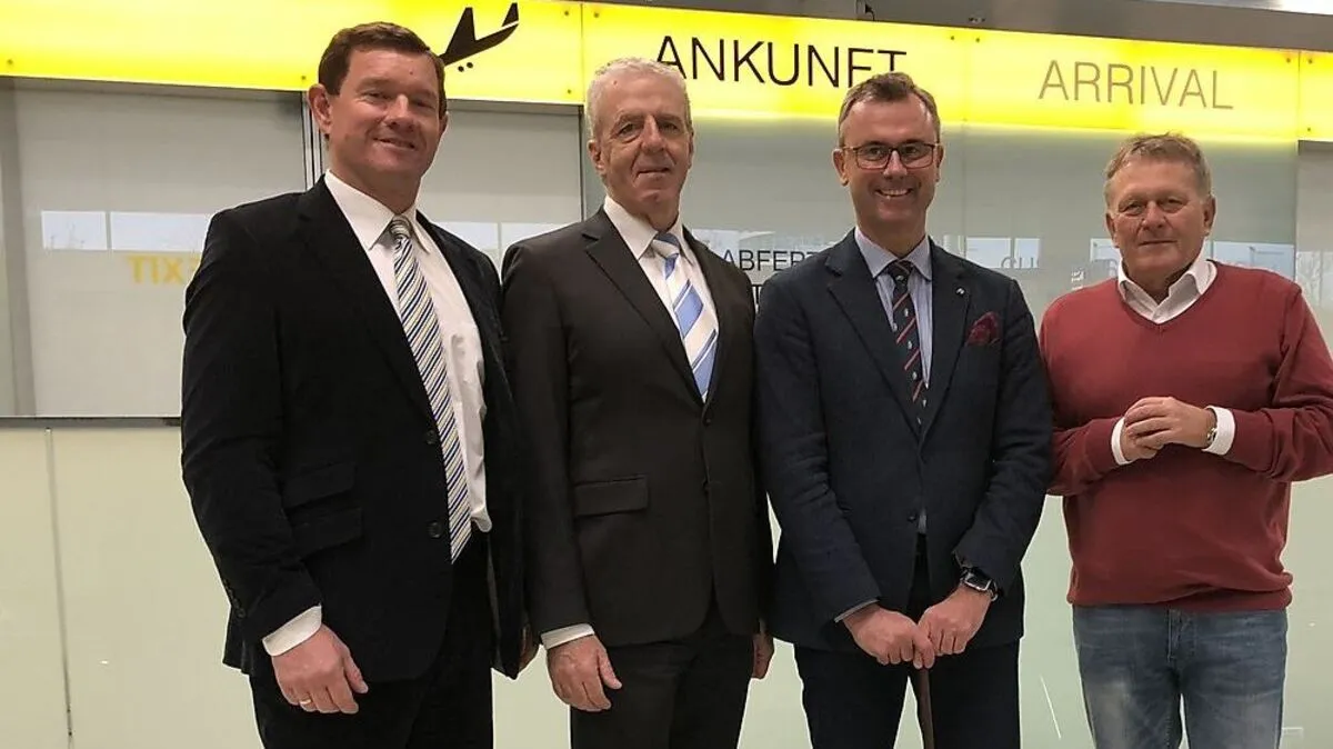 Jürgen Löschnig, Gerhard Widmann, Norbert Hofer, Wolfgang Malik (von links) 	