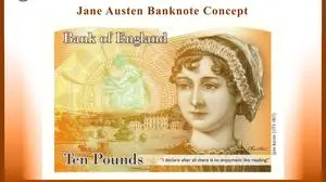 epa03799739 A handout specimen copy, made available by the Bank of England in London 24 July 2013, of the planned £10 pound that is to feature author Jane Austen. The plan ends a long term absence of women represented on banknotes.The author of Pride and Prejudice will be the next face of the note, replacing Charles Darwin, probably in 2017.  EPA/HO   EDITORIAL USE ONLY/NO SALES,großbritannien, währung, mehr frauen auf britischen banknoten
