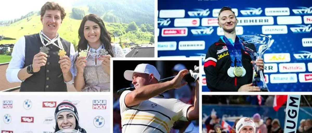 Raphael Haaser, Stephanie Venier, Sofia Polcanova (oben, von links), Sepp Straka (Mitte), Janine Flock und Daniel Tschofenig (unten) sind noch im Niki-Rennen