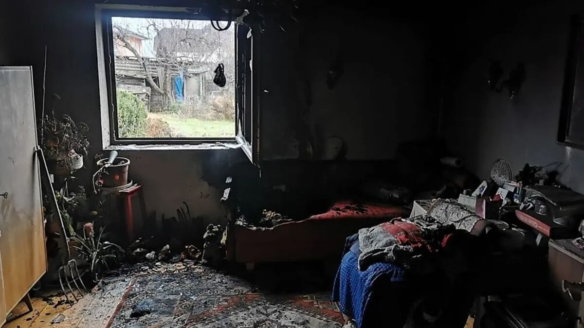 In diesem Zimmer brach der Brand aus