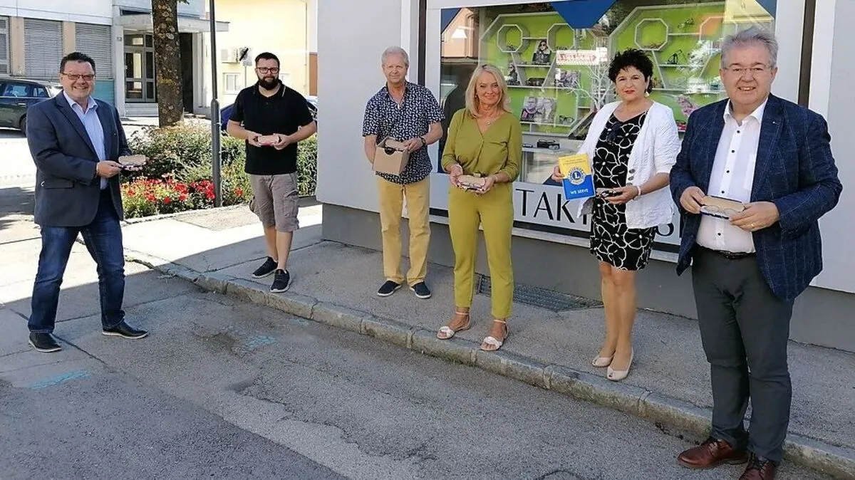 Von links: Ingo Pink, Markus und Alfred Weghofer, Edith Pobaschnig, Präsidentin Wilma Warmuth und Walter Zemrosser 