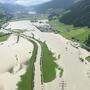 Flugaufnahme vom Hochwasser im Oberpinzgau zwischen Mittersill und Bramberg
