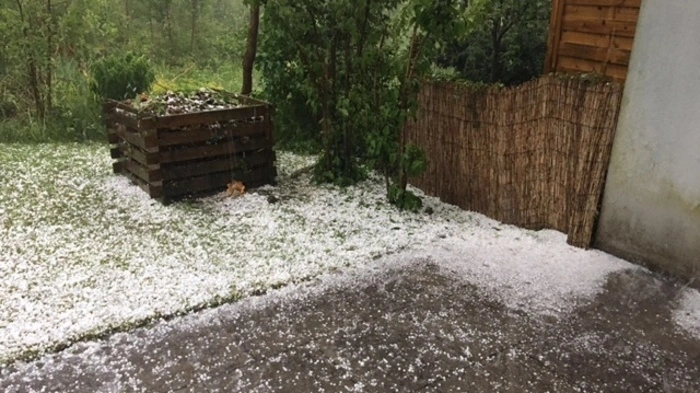 Hagel in den Oberdörfern in Villach.