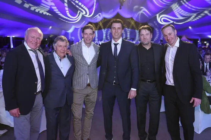 Hans Grogl, Peter Schroecksnadel, Benjamin Raich, Mario Matt, Bernhard Knauss und Manfred Pranger