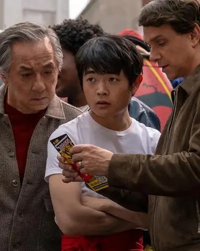 Sympathisches Trio: Jackie Chan, Ben Wang und 