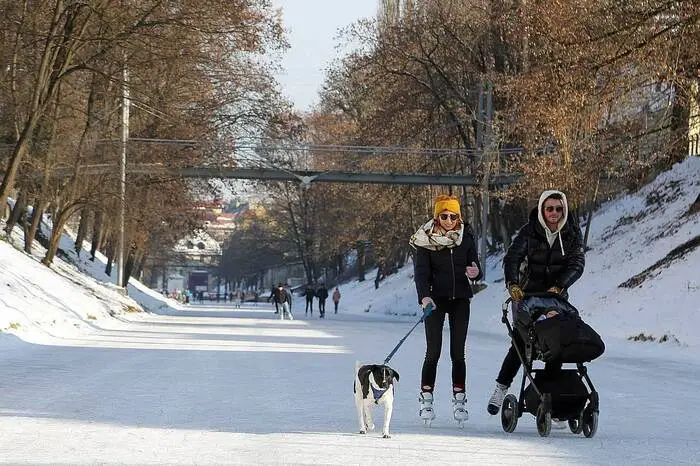 Unter die Eisläufer mischten sich auch Spaziergänger. Vereinzelt waren sie mit ihren Hunden unterwegs.