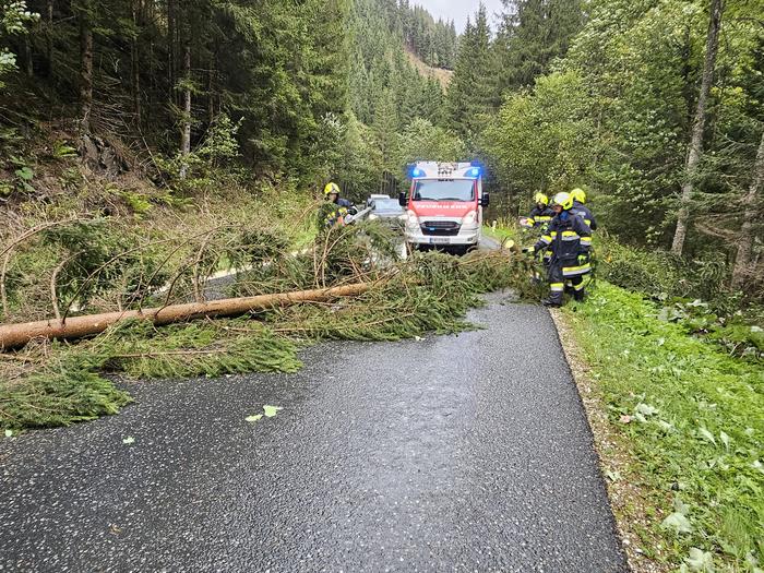 Sturmschaden auf der Klippitztörl-Landesstraße bei Bad St. Leonhard