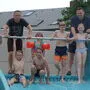 Erster Probebadetag im Freibad Anger mit Bürgermeister Hubert Höfler (links) und Vize Hannes Grabner