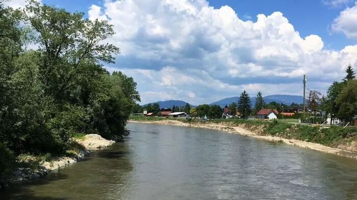 Blick vom Gasrohrsteg zwischen Liebenau und Puntigam muraufwärts