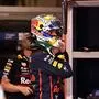 Red Bull Racing's Dutch driver Max Verstappen gestures in the garage during the qualifying session of the Sao Paulo Formula One Grand Prix at the Jose Carlos Pace racetrack, aka Interlagos, in Sao Paulo, Brazil on November 8, 2025. (Photo by JEAN CARNIEL / POOL / AFP)