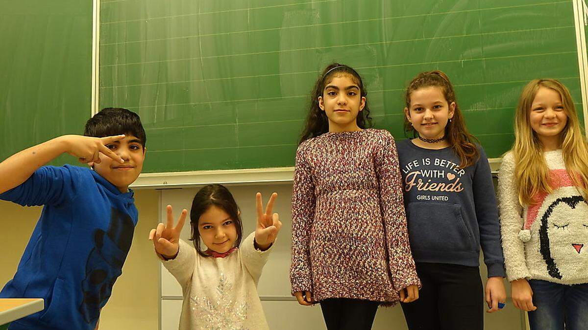 Kinder der VS St. Andrä, die Deutsch sprechen: Hüseyin, Nisanur, Fatma , Antonija, Semina 	