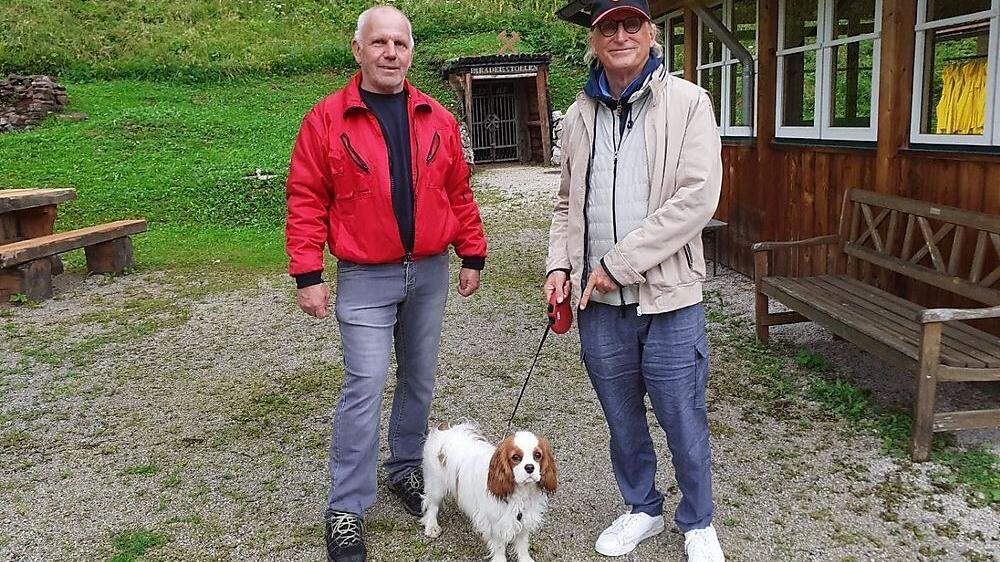 Bürgermeister Ludwig Gottsbacher, Hund Maurice und Otto Waalkes in der Radmer 