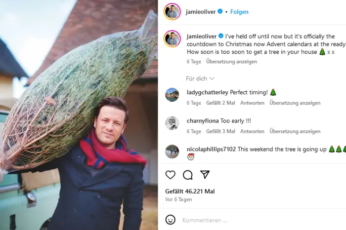 Star-Koch Jamie Oliver hat schon den Tannenbaum besorgt: Weihnachten kann kommen!