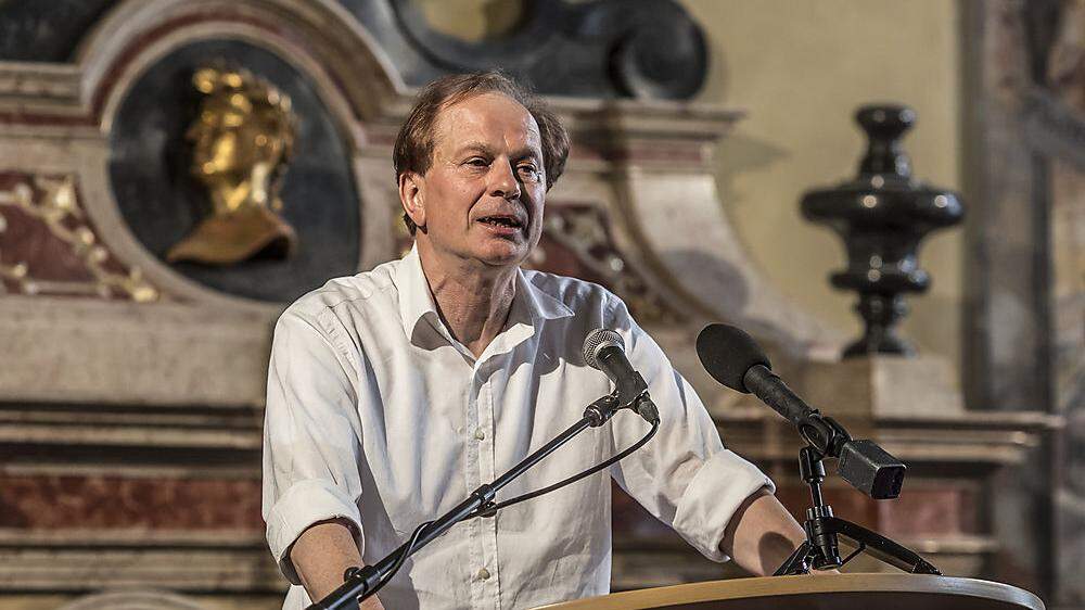 Josef Winkler bei der Festrede zum Klagenfurt-Jubiläum, die die FP empörte