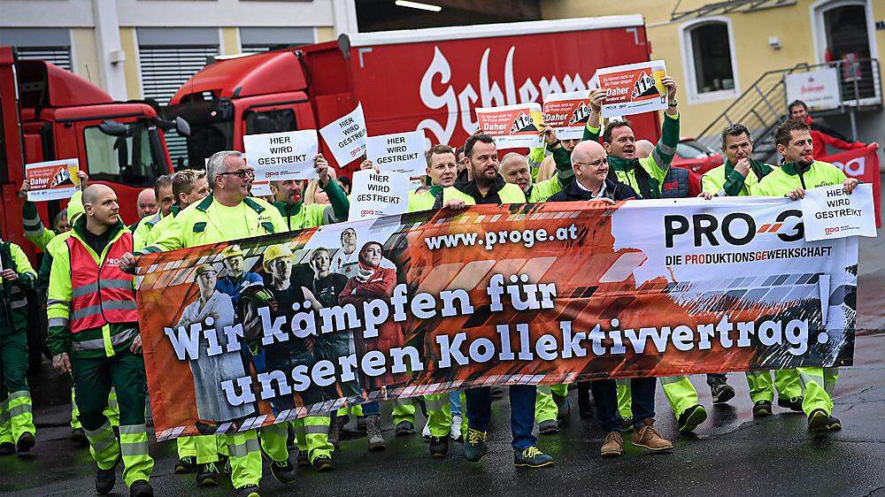 Hohe Streikbeteiligung in der Klagenfurter Schleppe Brauerei