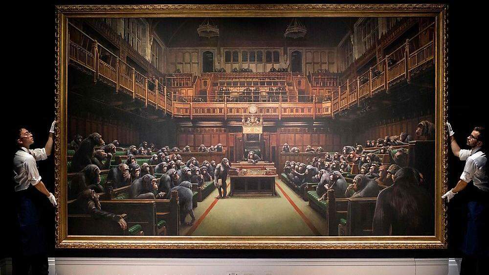 Unter den Rekordhaltern des Jahres: Das Ölgemälde &quot;Devolved Parliament&quot; erzielte bei einer Auktion den bisher höchsten Preis für ein Banksy-Werk