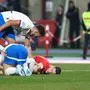 VIENNA,AUSTRIA,20.MAR.25 - SOCCER - UEFA Nations League, OEFB international match, Austria vs Serbia. Image shows Ognjen Mimovic, Strahinja Erakovic (SRB) and the injury of Christoph Baumgartner (AUT).
Photo: GEPA pictures/ Armin Rauthner