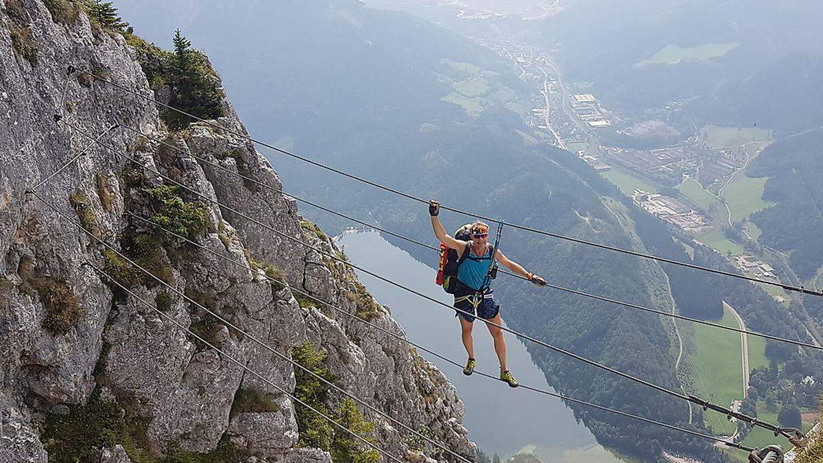 Jast am Ende des „Kaiser Franz Josef Klettersteigs“ oberhalb des Leopoldsteinersees