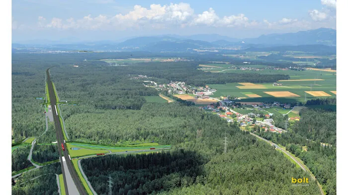 Situierung der neuen Bahnhaltestelle Mittlern an der Neubaustrecke rund zwei Kilometer vom alten Bahnhof im Ort entfernt.