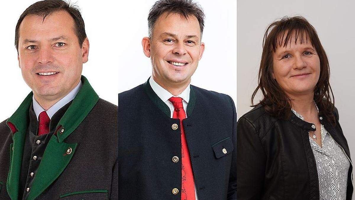 Die Spitzenkandidaten Karl Maier (SPÖ), Bürgermeister Peter Neger (ÖVP) und Beate Bobner (FPÖ)