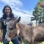 Heidi Urani mit zwei geretteten Eseln