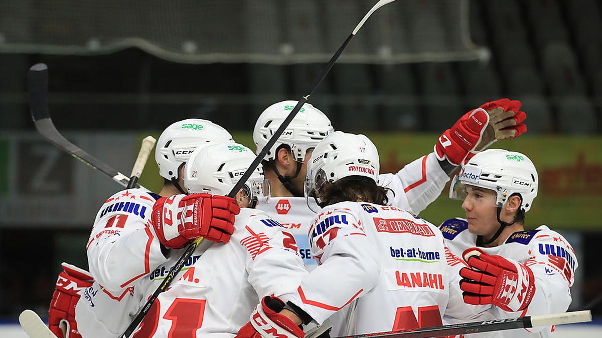 Der KAC konnte in Graz gleich sechs Mal jubeln