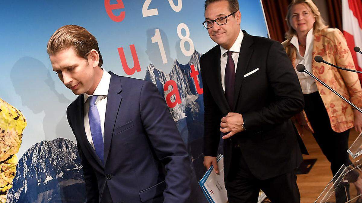 Kanzler Kurz, Vize Strache, Außenministerin Kneissl: Mauern