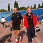 GEPA-060905525 - BAKU,ASERBAIDSCHAN,06.SEP.05 - FUSSBALL - OEFB, Aserbaidschan vs Oesterreich, AZE vs AUT, Training. Bild zeigt Teamchef Hans Krankl und Konditionstrainer Franz Leberbauer (AUT). Foto: GEPA pictures/ Helmut Fohringer