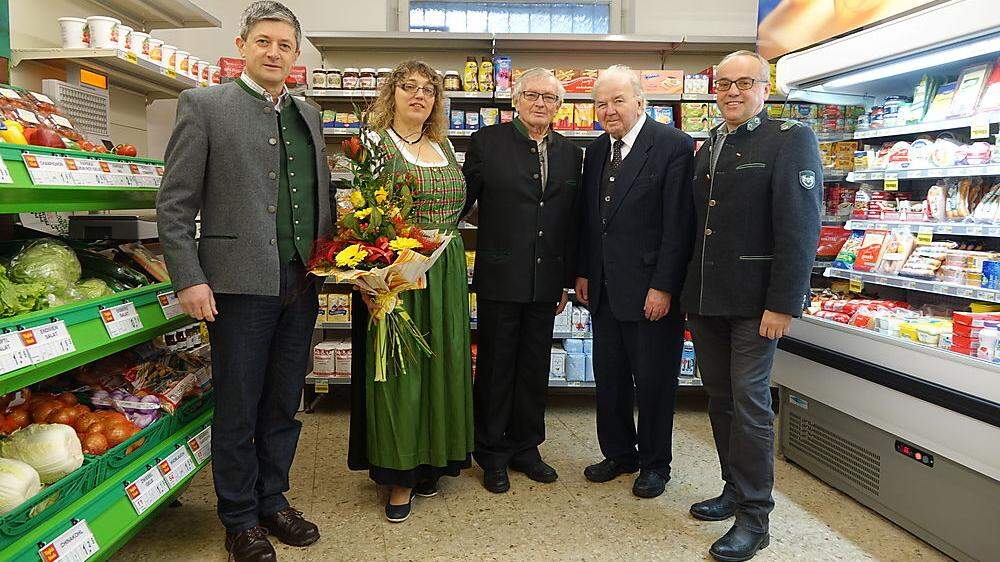 Fritz Pichler, Maria Handler, Anton Hasmann, Franz Platzer und Heinz Langerwisch (v. l.)