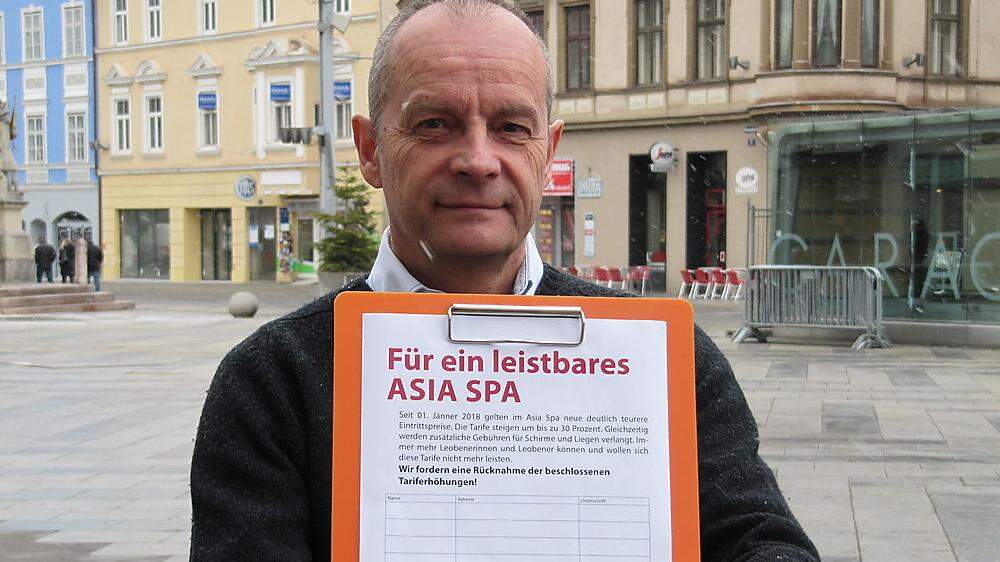 KP-Stadtrat Werner Murgg sammelt Unterschriften 	