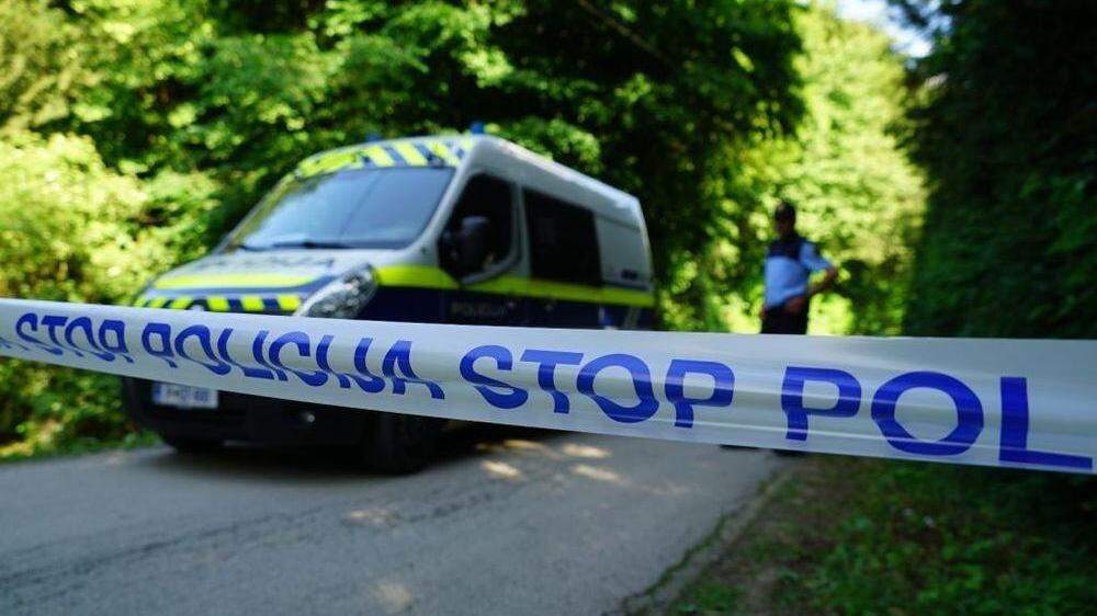Der Tatort wurde von slowenischer Polizei weitläufig abgesperrt