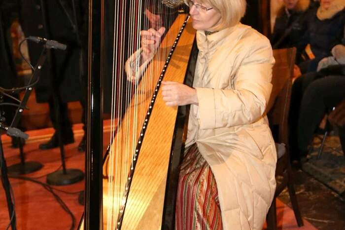 ...sowie Eveline Schuler an der Harfe mit. 