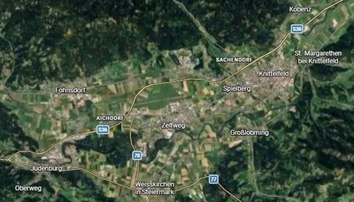 Das Aichfeld von oben: Dass aus diesem Gebiet eine Gemeinde entsteht, ist und bleibt eine Vision