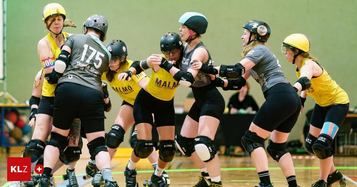 Ungew-hnliches-Sportevent-Internationale-Roller-Derby-Action-beim-Dust-City-Cup-in-Graz