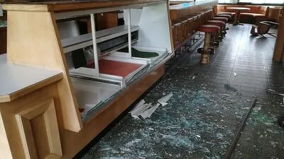 Auch der Restaurantbereich der Therme wurde heimgesucht