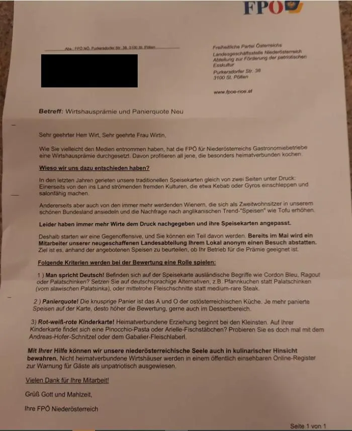 Die Verfasser gaben sich als niederösterreichische FPÖ aus