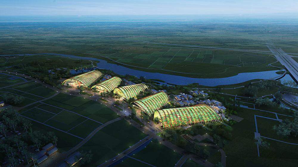 Die fünf Hallen des Projektes Tianfu Agricultural Expo umfassen eine Fläche von rund 75.000 Quadratmetern