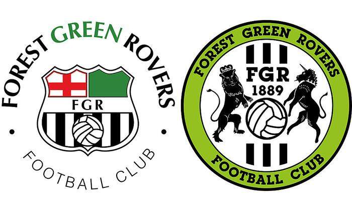 Das alte (links) und das neue Wappen der Forest Green Rovers.