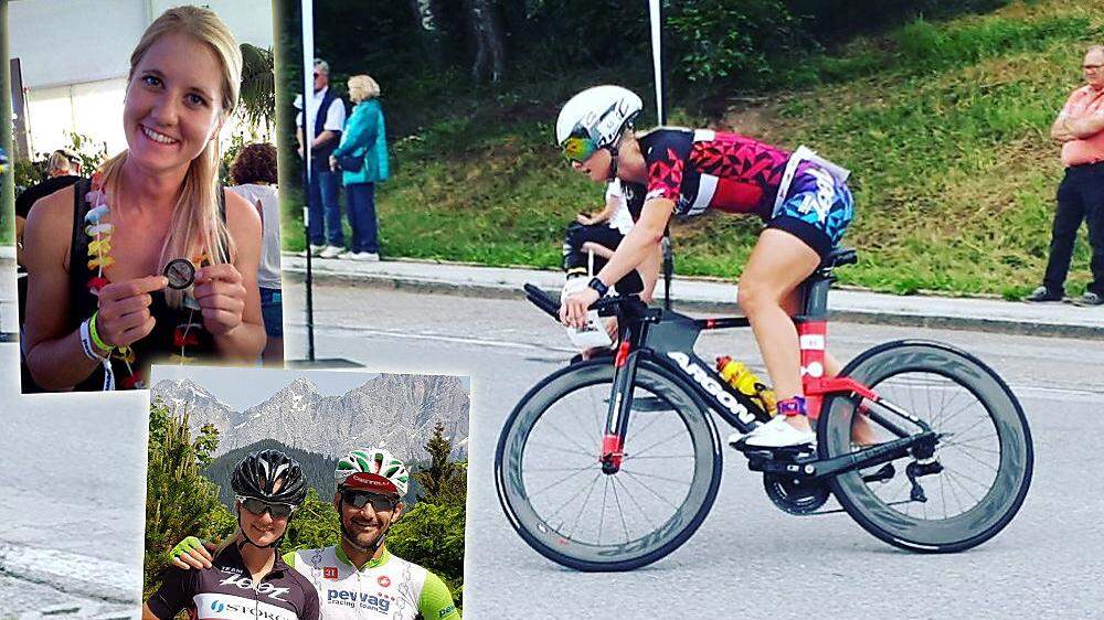 Gabriele Obmann startet zum zweiten Mal beim Ironman in Klagenfurt. Die gebürtige Steirerin bei der Slotvergabe (links oben) 2017 in Klagenfurt. Mit Triathlet Thomas Fürnschuss ist sie seit knapp einem Jahr liiert. 