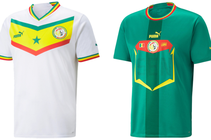 Das Design der senegalesischen Trikots ist einfach und klassisch in Weiß und in den Landesfarben des Senegal gehalten. Die Ärmel und der Kragen sind in grün, gelb und rot gehalten. Auf der Brust werden diese Farben in einem pfeilartigen Muster gehalten. Auswärts trägt der Afrikameister ein dunkelgrünes Dress, mit dem Schriftzug "SEN" in der Mitte.