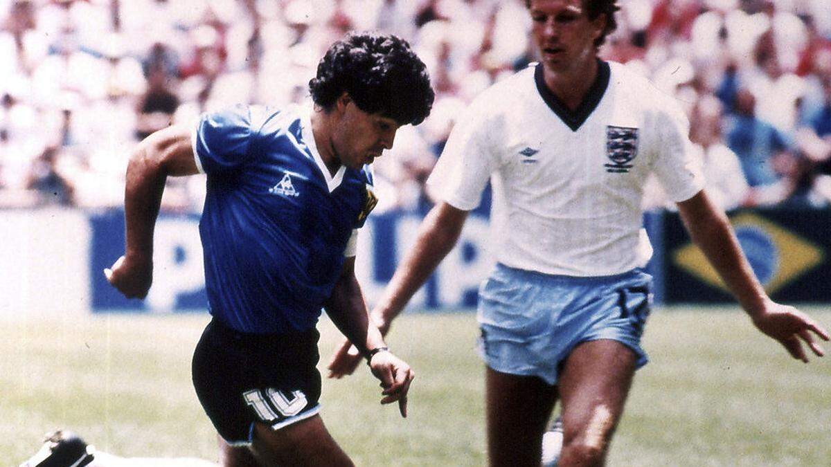 Diego Maradona bei der Weltmeisterschaft 1986 in Mexiko im Viertelfinale gegen England 