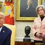 FILE - White House chief of staff Susie Wiles listens as President Donald Trump meets with Israel's Prime Minister Benjamin Netanyahu in the Oval Office of the White House, Feb. 4, 2025, in Washington. (AP Photo/Evan Vucci, File)
