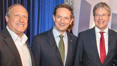 Die Dreierkoalitionäre Rolf Holub, Christian Benger, Peter Kaiser (von links)