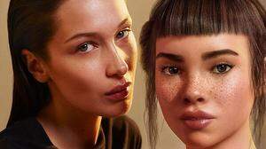 Täuschend echt: das virtuelle Model Lil Miquela (rechts) mit Model Bella Hadid für Calvin Klein